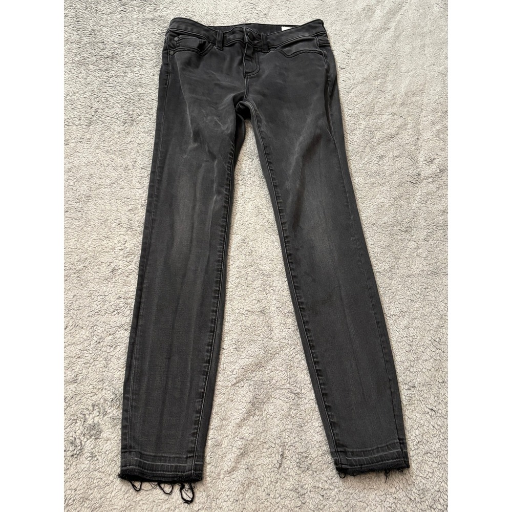 Vince Camuto Womens Skinny Jeans Faded Black Raw Hem Stretch Denim Size 26/2